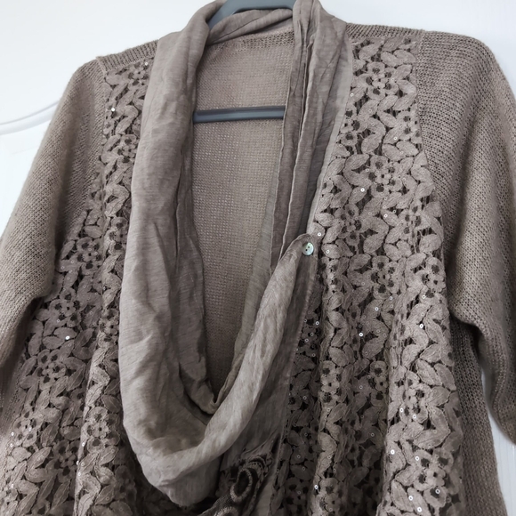 Made In Italy Wool Mohair Lagenlook Boho Forest Fairy Crochet Lace Cardigan OS - Picture 4 of 7